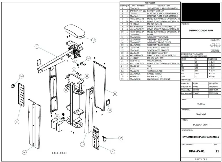 2D Manufacturing Drawings - Industrial Design Services